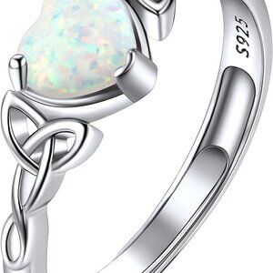 925 Sterling Silver Good Luck Celtic Twisted Knot/Claddagh Heart Birthstone Ring